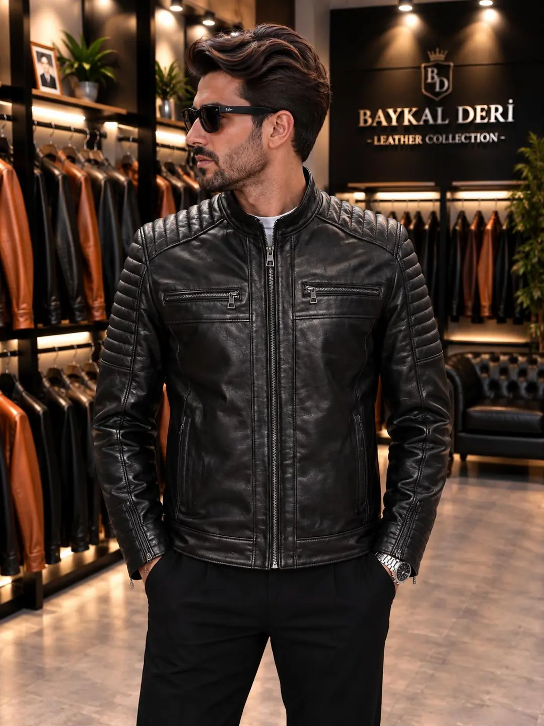 061 MODEL SPOR DERİ CEKET - SİYAH