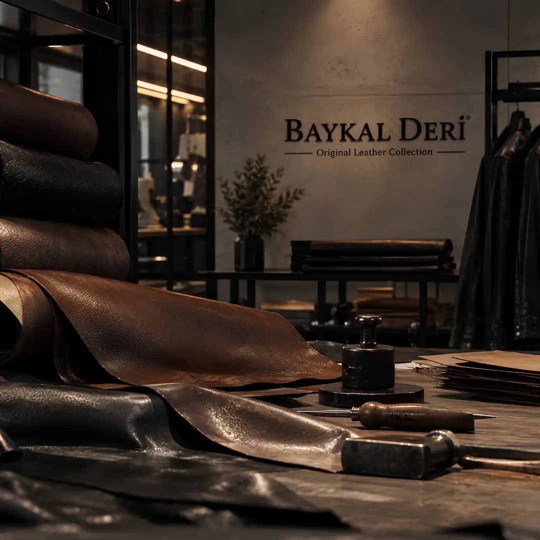 Hakiki deri dokusu ve atölye detayları
